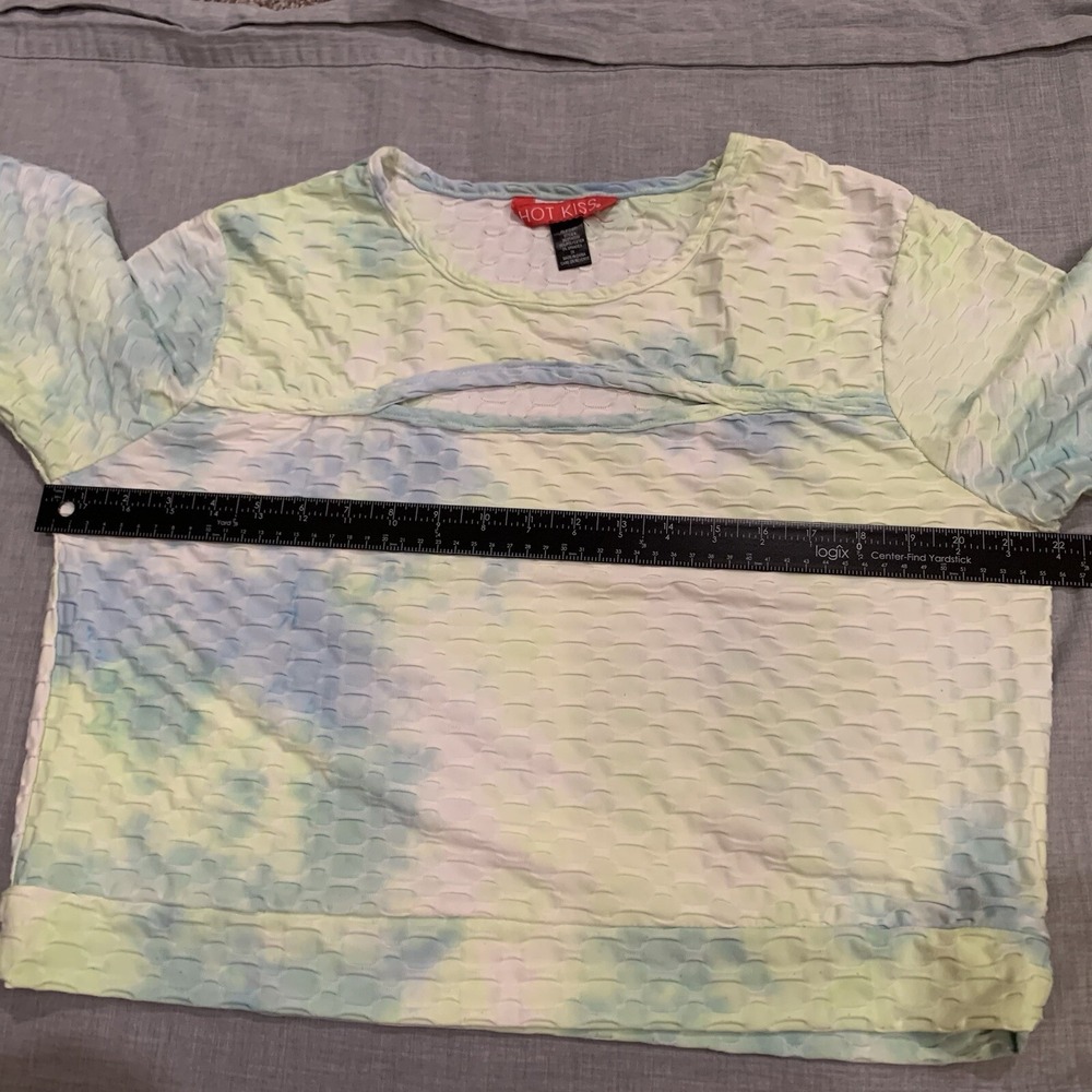 Hot Kiss Crop Top Women's XL Long Sleeve Shirt Multicolor Stretchy - Picture 6 of 6